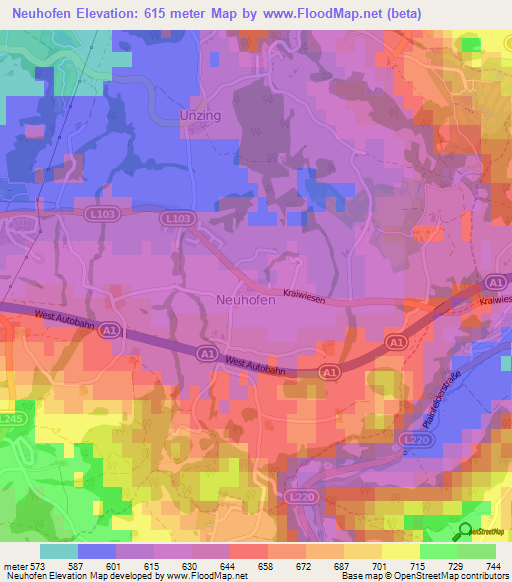 Neuhofen,Austria Elevation Map