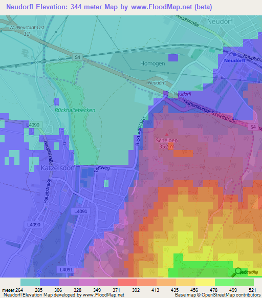 Neudorfl,Austria Elevation Map
