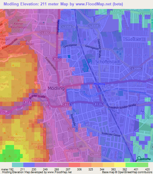 Modling,Austria Elevation Map