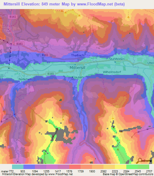 Mittersill,Austria Elevation Map