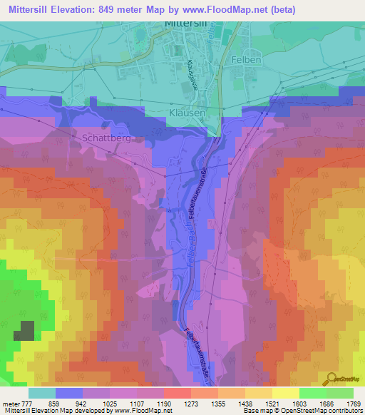 Mittersill,Austria Elevation Map