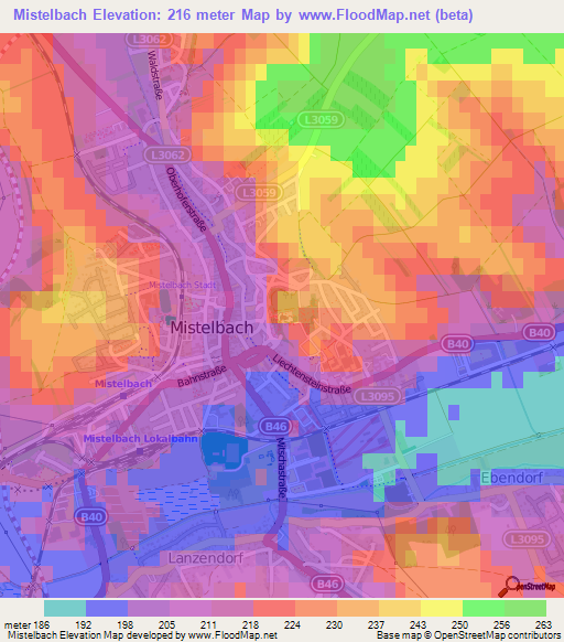 Mistelbach,Austria Elevation Map
