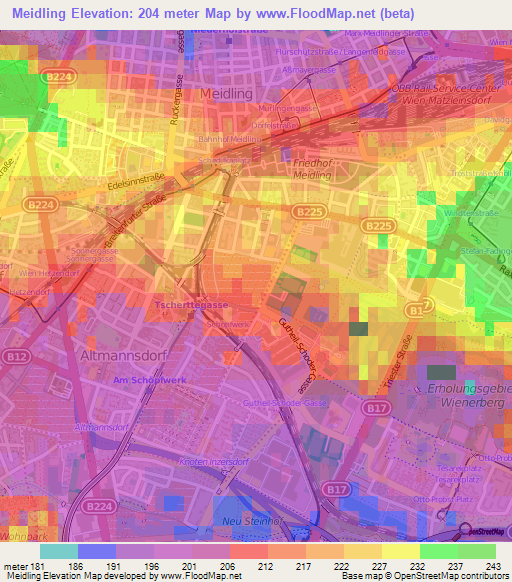 Meidling,Austria Elevation Map