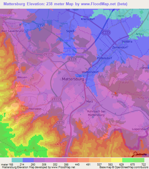 Mattersburg,Austria Elevation Map