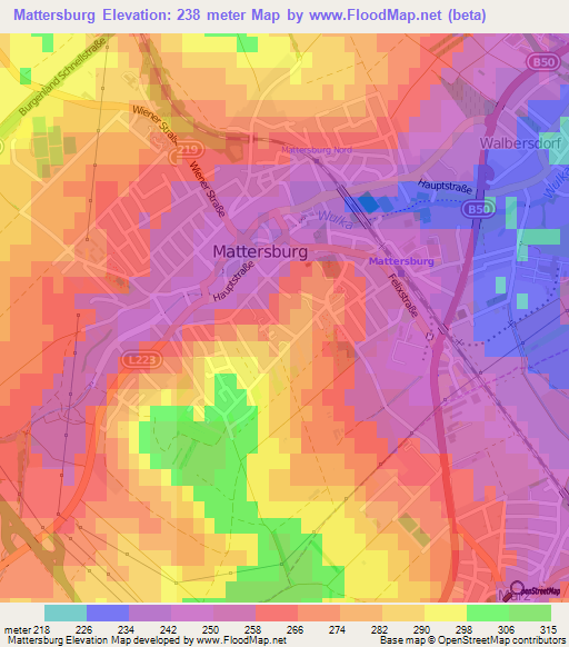 Mattersburg,Austria Elevation Map