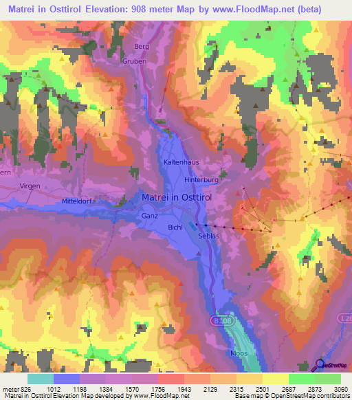 Matrei in Osttirol,Austria Elevation Map