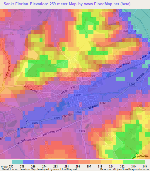 Sankt Florian,Austria Elevation Map