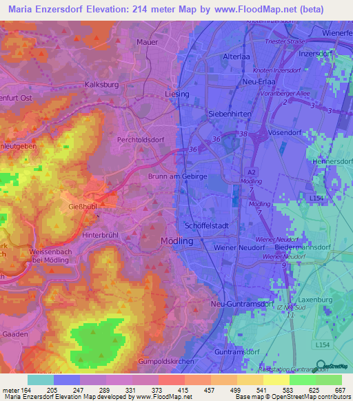 Maria Enzersdorf,Austria Elevation Map