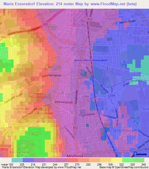 Maria Enzersdorf,Austria Elevation Map