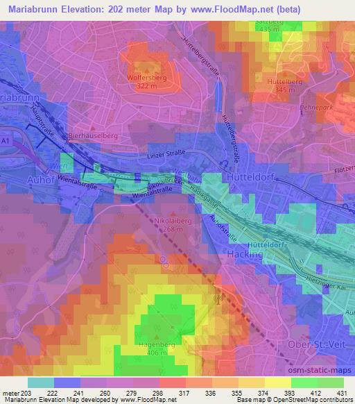 Mariabrunn,Austria Elevation Map