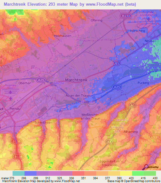 Marchtrenk,Austria Elevation Map