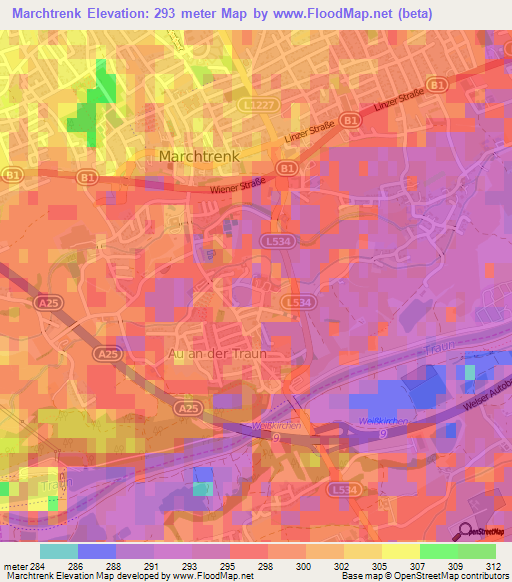 Marchtrenk,Austria Elevation Map