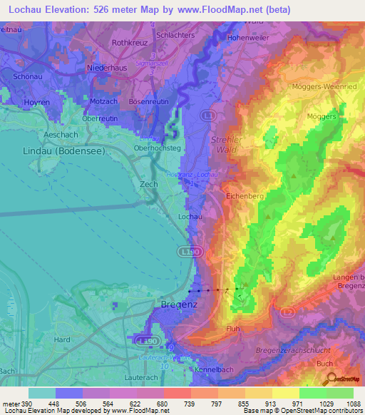 Lochau,Austria Elevation Map