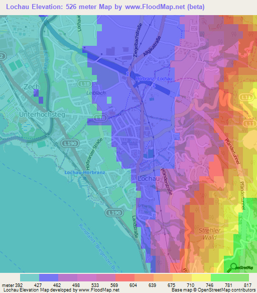 Lochau,Austria Elevation Map