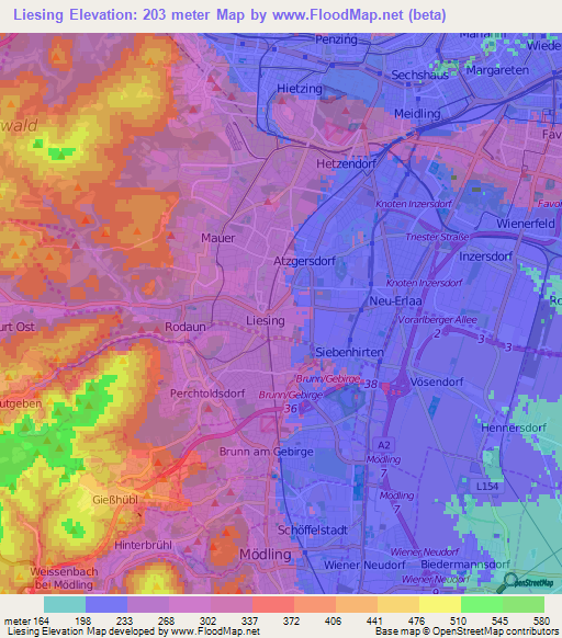 Liesing,Austria Elevation Map