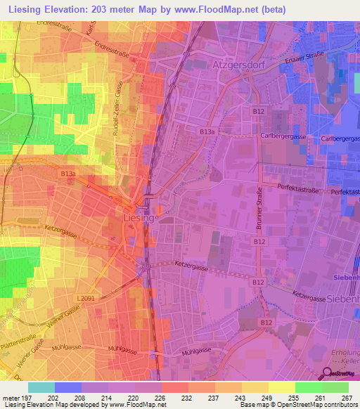 Liesing,Austria Elevation Map