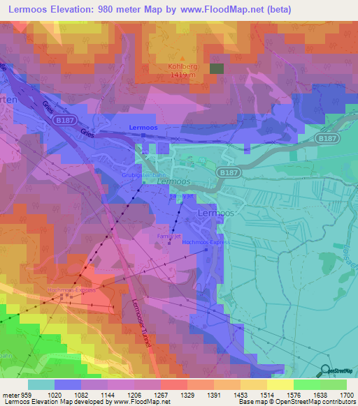 Lermoos,Austria Elevation Map