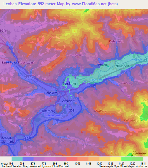 Leoben,Austria Elevation Map