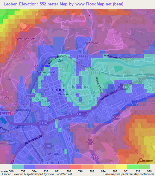 Leoben,Austria Elevation Map