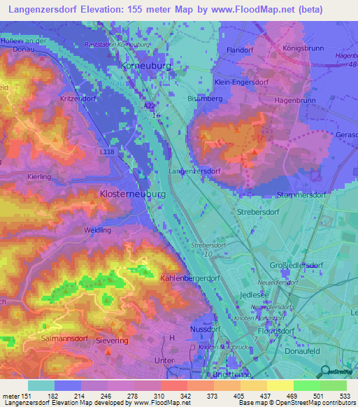 Langenzersdorf,Austria Elevation Map