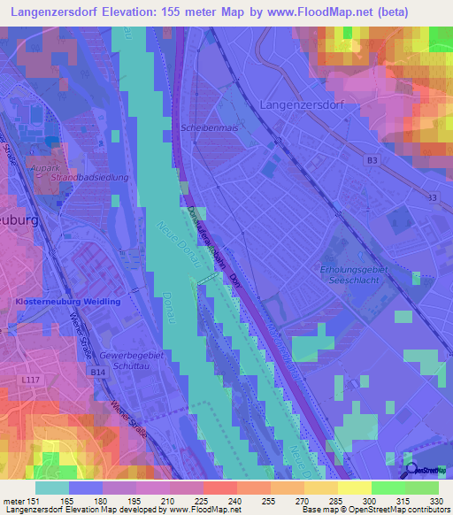 Langenzersdorf,Austria Elevation Map