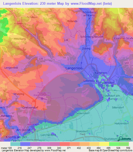 Langenlois,Austria Elevation Map