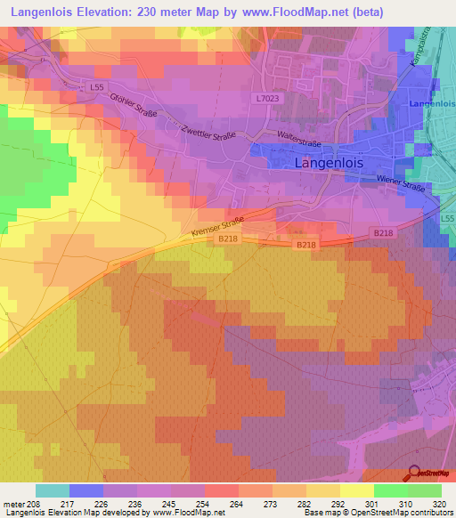 Langenlois,Austria Elevation Map