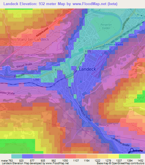 Landeck,Austria Elevation Map