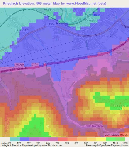 Krieglach,Austria Elevation Map