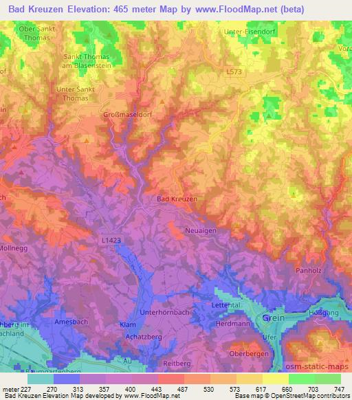 Bad Kreuzen,Austria Elevation Map