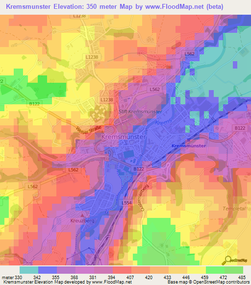 Kremsmunster,Austria Elevation Map