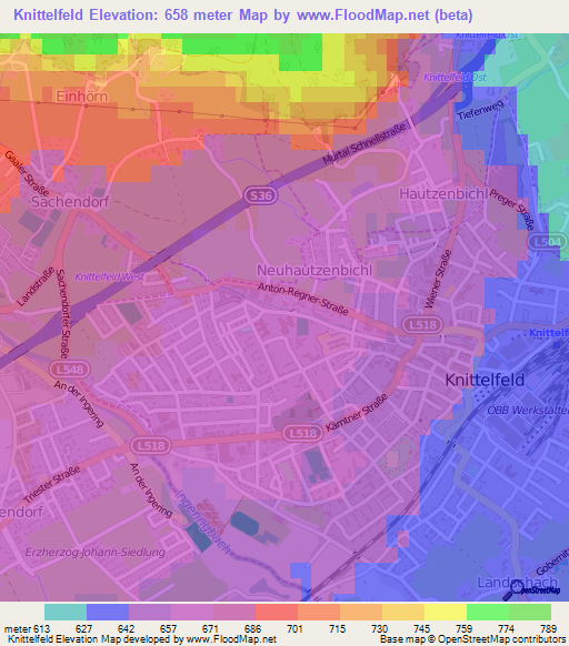 Knittelfeld,Austria Elevation Map
