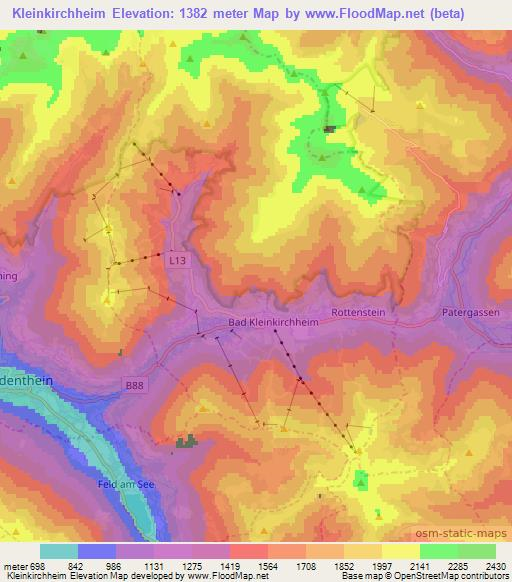 Kleinkirchheim,Austria Elevation Map