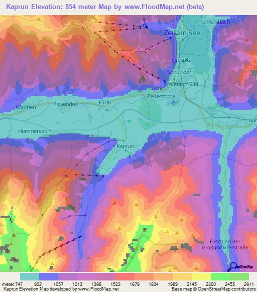Kaprun,Austria Elevation Map