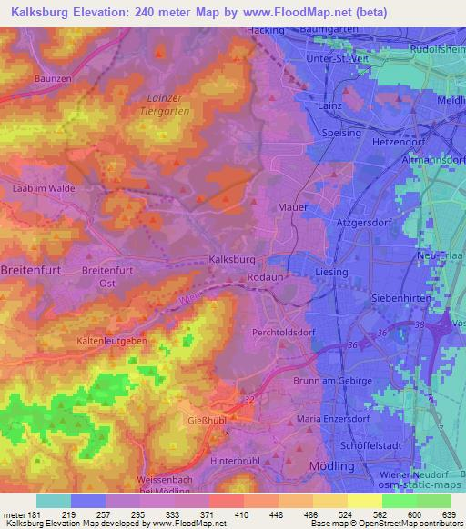 Kalksburg,Austria Elevation Map