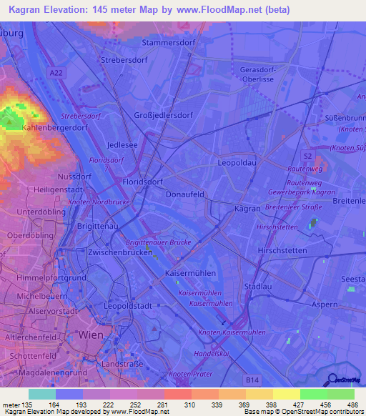Kagran,Austria Elevation Map