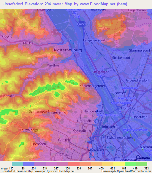 Josefsdorf,Austria Elevation Map