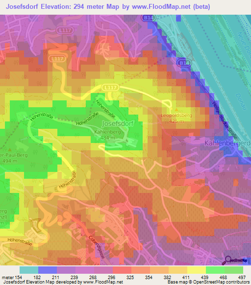 Josefsdorf,Austria Elevation Map