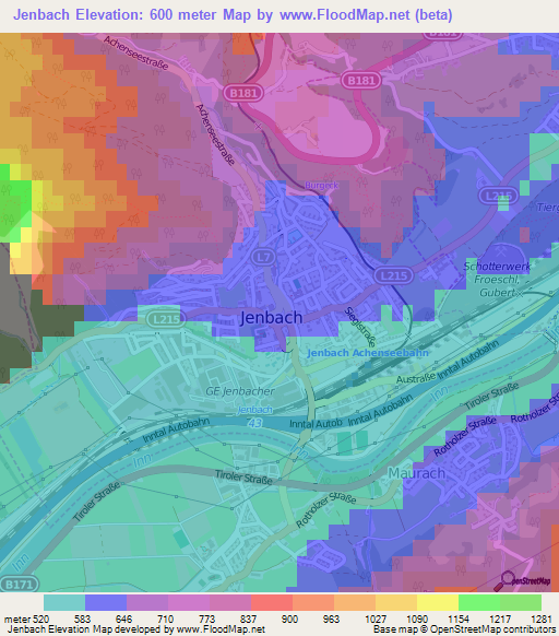 Jenbach,Austria Elevation Map