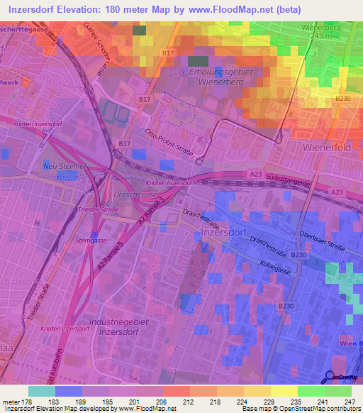 Inzersdorf,Austria Elevation Map
