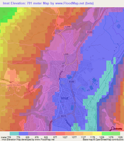 Imst,Austria Elevation Map