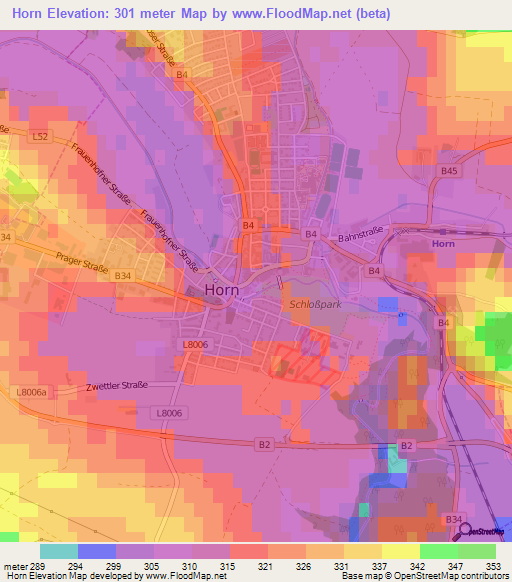 Horn,Austria Elevation Map