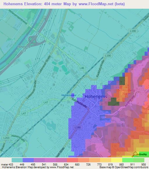 Hohenems,Austria Elevation Map