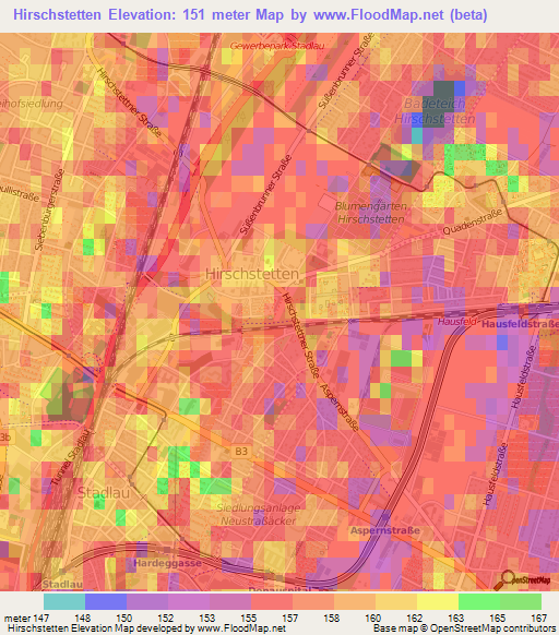 Hirschstetten,Austria Elevation Map
