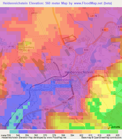 Heidenreichstein,Austria Elevation Map