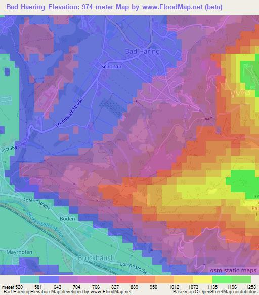 Bad Haering,Austria Elevation Map