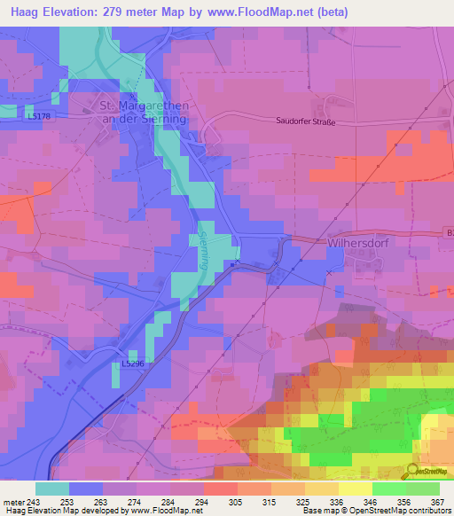 Haag,Austria Elevation Map