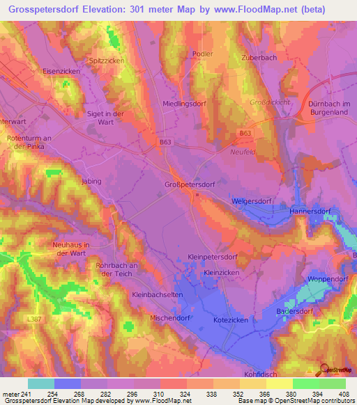 Grosspetersdorf,Austria Elevation Map