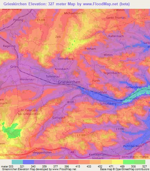 Grieskirchen,Austria Elevation Map