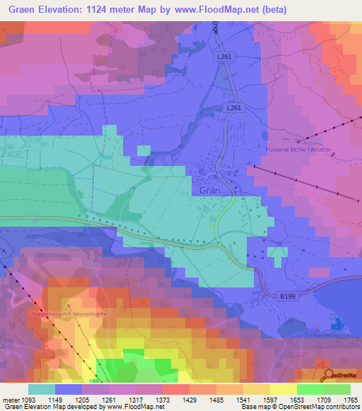 Graen,Austria Elevation Map